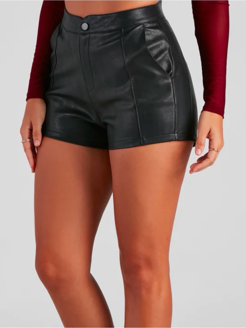 Windsor Black Faux Leather High-Waist Shorts
